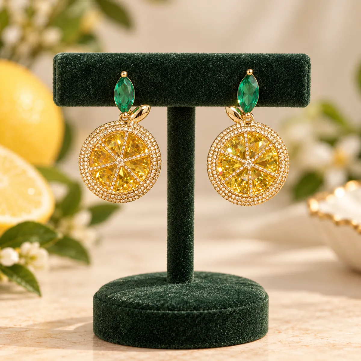 Limoncello Sparkle Lemon Stud Earrings